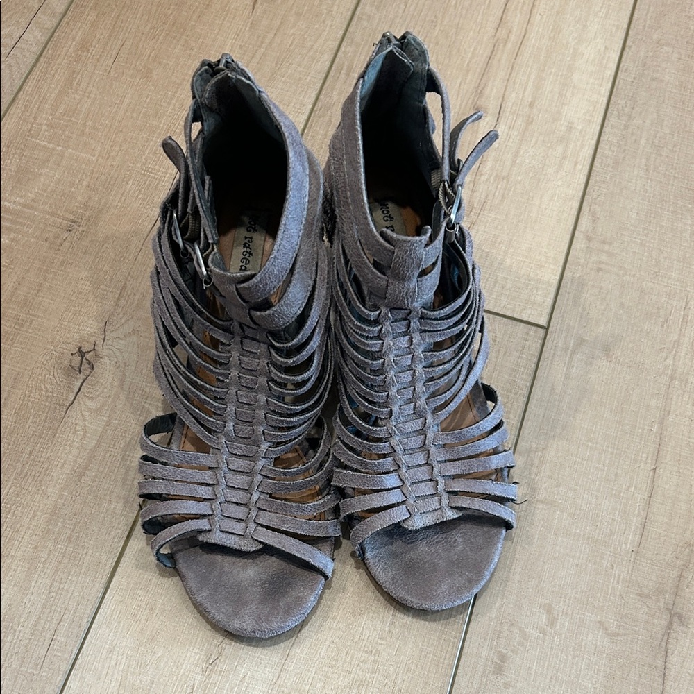 Strappy Cutout Gladiator Heels - Gray Not Rated size 8.5